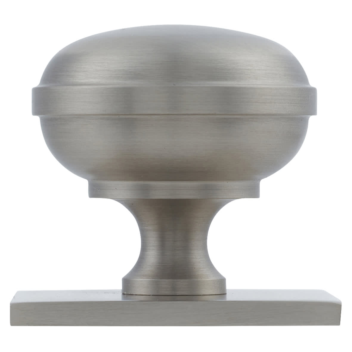 Quantock Cabinet Knob on Square Backplate - 34mm Diameter - Satin Nickel - view 2