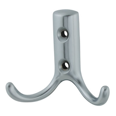 Double Coat Hook - 70 x 56mm - Satin Chrome - view 2