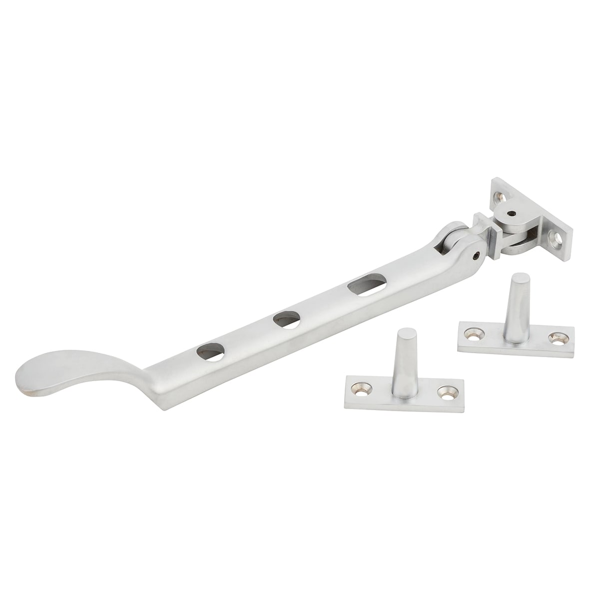 Victorian Casement Window Stay - 8"/200mm Length - Soft Satin Chrome - view 2