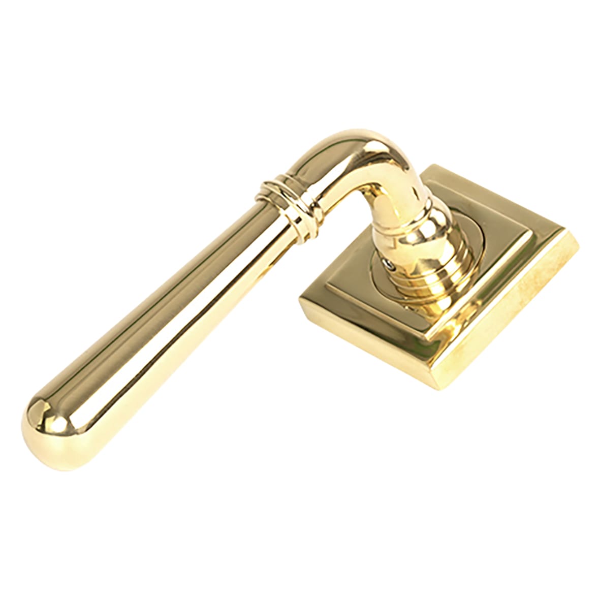 Polished Brass Door Handles on Square Rose - Newbury Range - view 2