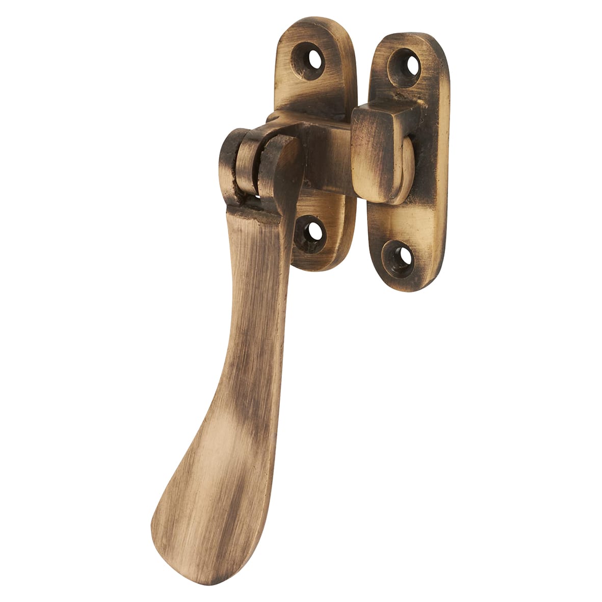 Cast Victorian Mortice & Hook Plate Casement Window Fastener - Reversible - Antique Brass - view 3