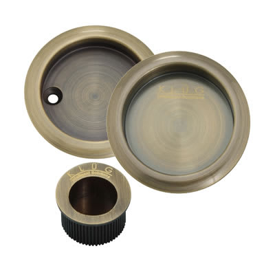 Round 3 Piece Flush Handle Set - Antique Brass - view 2
