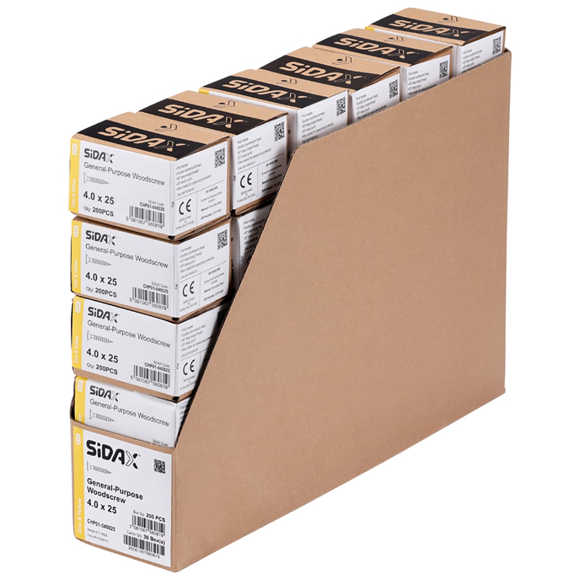 General Purpose Pozi Countersunk Chipboard Wood Screws - 4.0 x 25mm - Yellow Zinc - Pk of 200 - view 3
