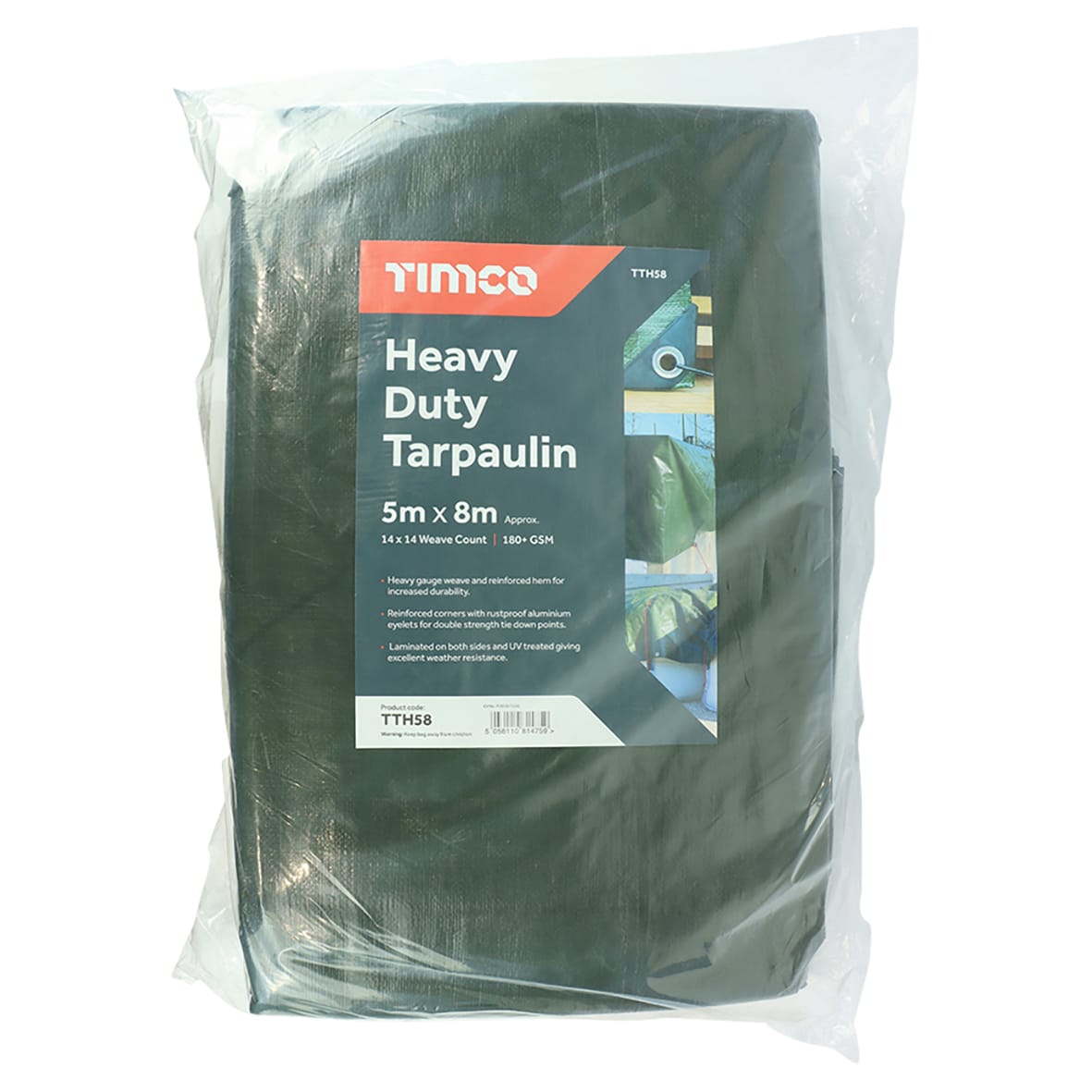 Heavy Duty Tarpaulin - 8m x 5m - Green - view 2