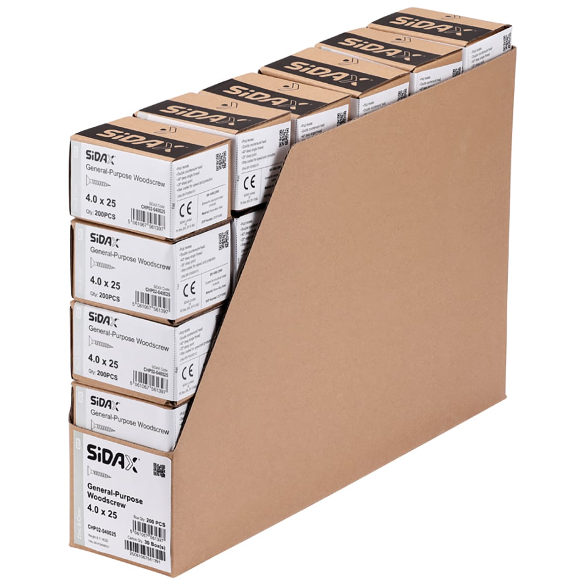 General Purpose Pozi Countersunk Chipboard Wood Screws - 4.0 x 25mm - Zinc Plated - Pk of 200 - view 3