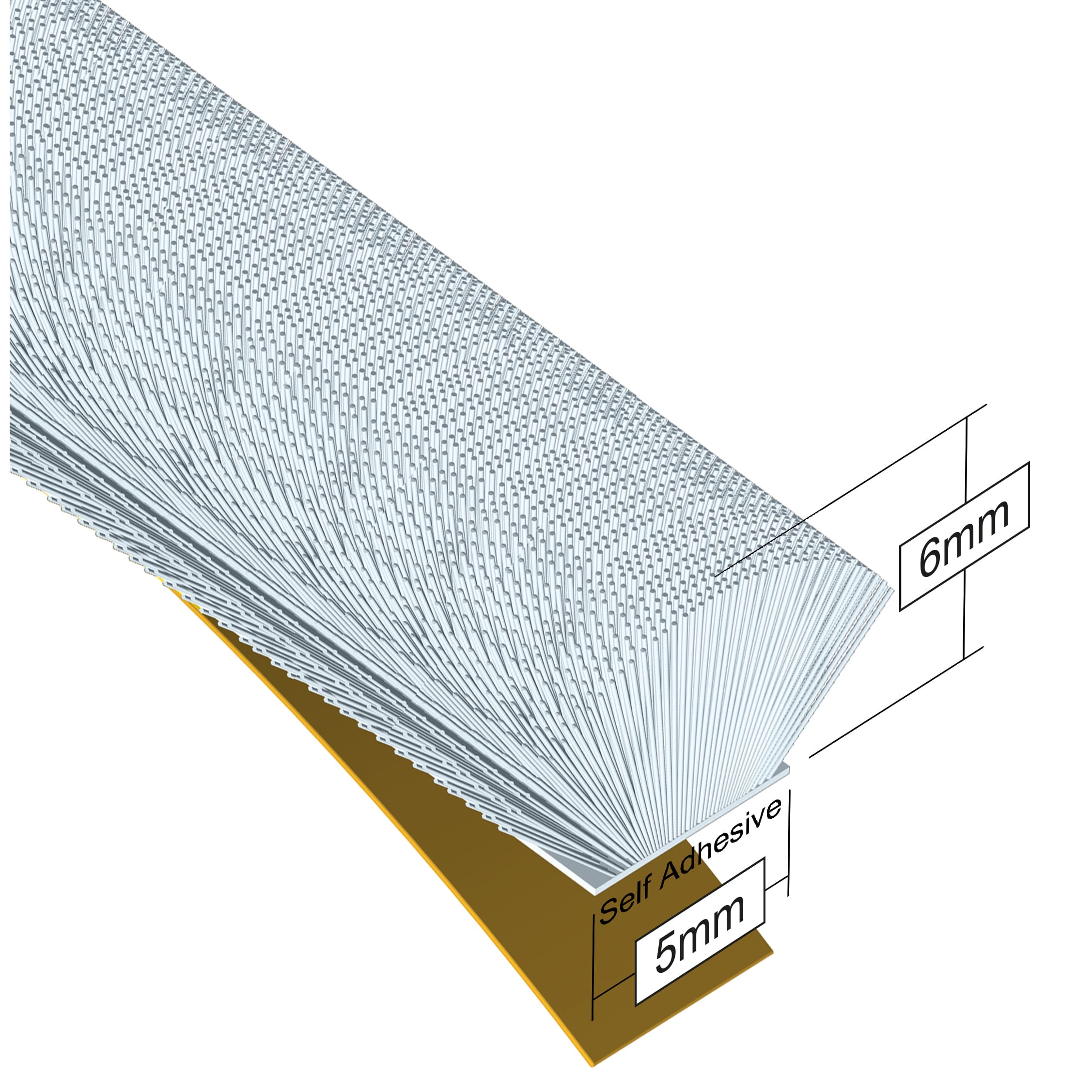 Self-Adhesive Brush Pile Seal - 6mm Brush Pile - 5m Length - Grey - view 2