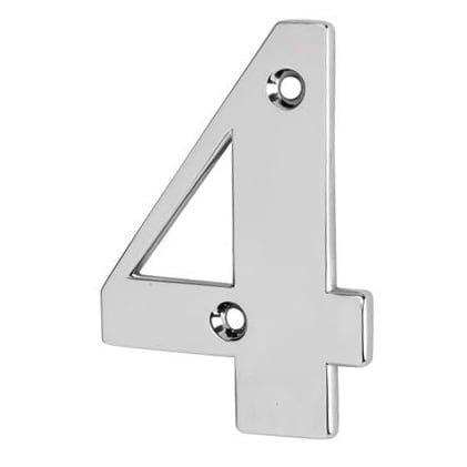 79mm Screw Fix Door Numeral - 4 - Bright Chrome - view 2