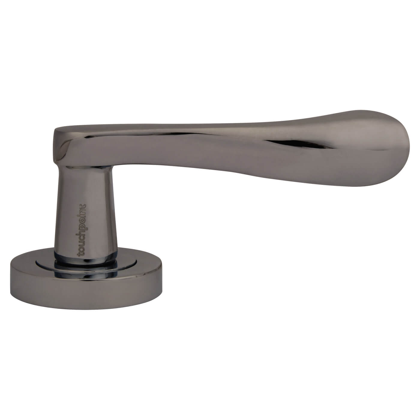 Black Nickel Scroll Door Handles on Round Rose - Scarlett Range - view 3