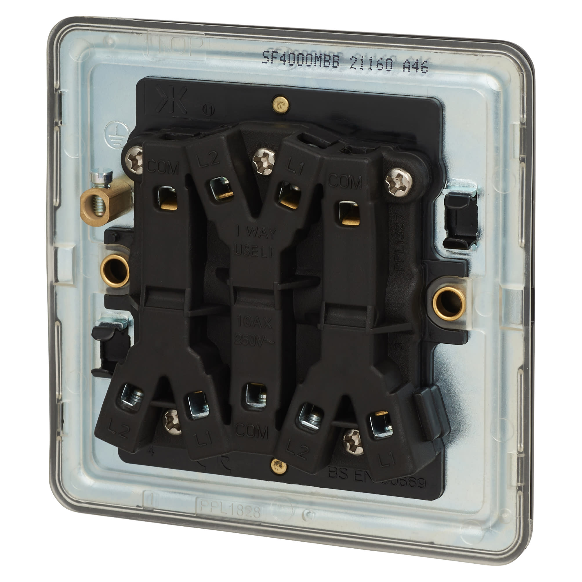 10AX 3 Gang 2 Way Screwless Light Switch - Matt Black with Black Rocker - view 3