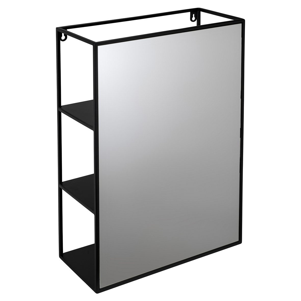 Framed Mirror with Shelves - Rectangle - 600 x 400 x 179mm - Black - view 2