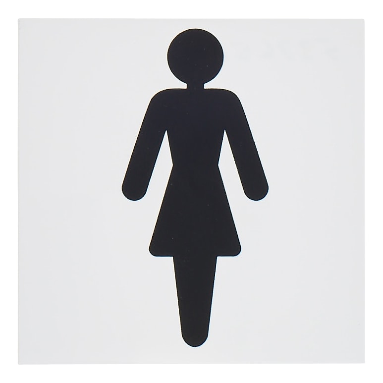 Square Female Toilet Door Sign - 150 x 150mm - White - view 2