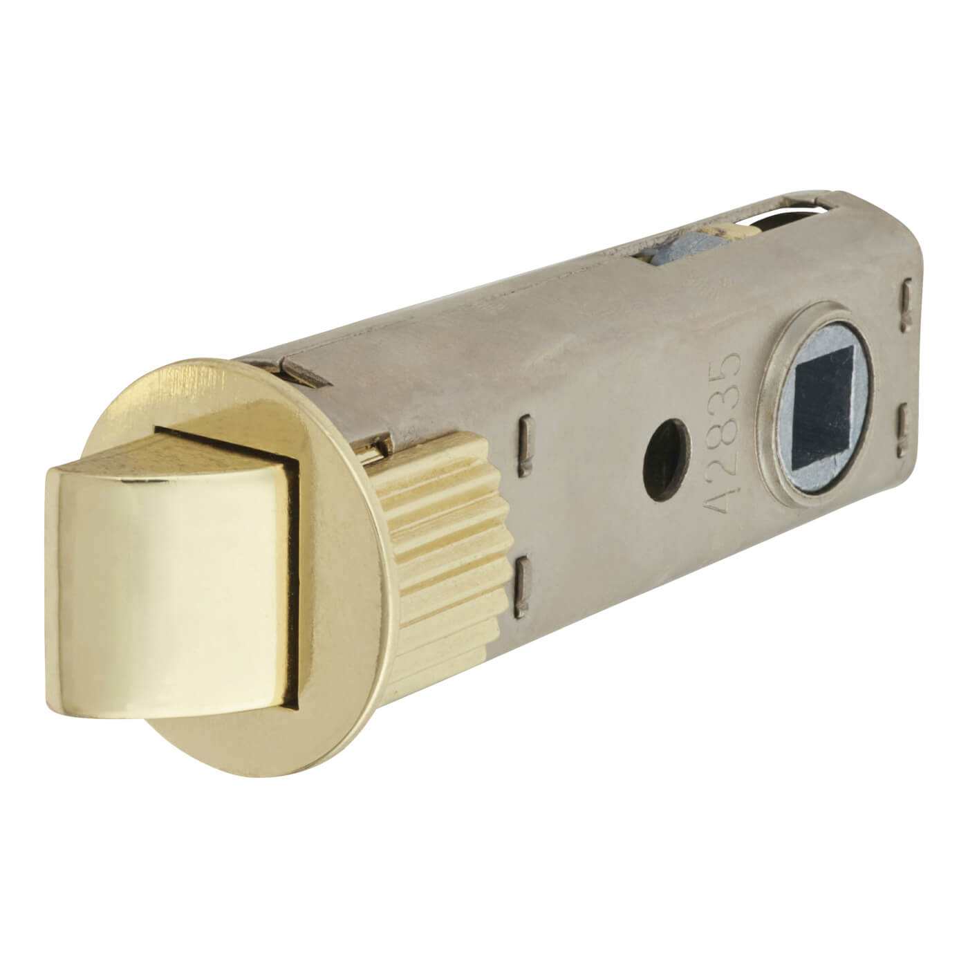 FastLatch Push-Fit Bolt Through Tubular Latch - 73mm Case - 57mm Backset - Round - Pol Brass - view 3