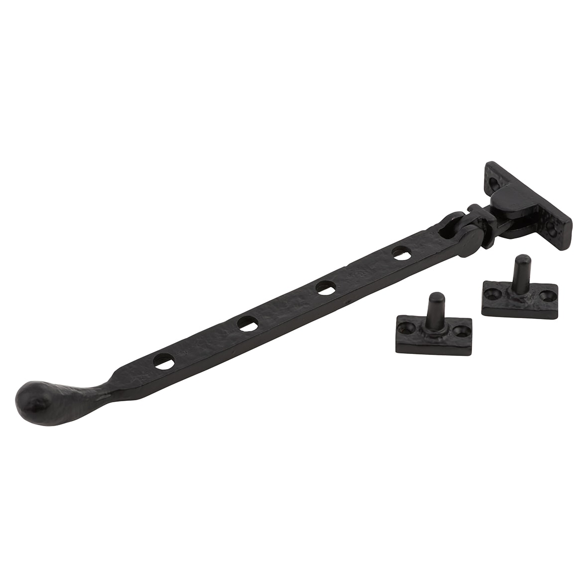 Bulb End Casement Window Stay - 10"/250mm Length - Antique Black Iron - view 2