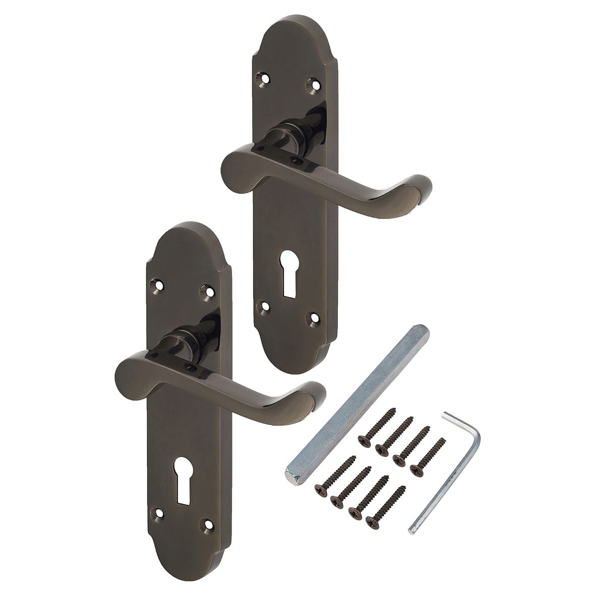 Black Nickel Victorian Summer Scroll 5 Lever Sashlock Door Handles Kit - view 4