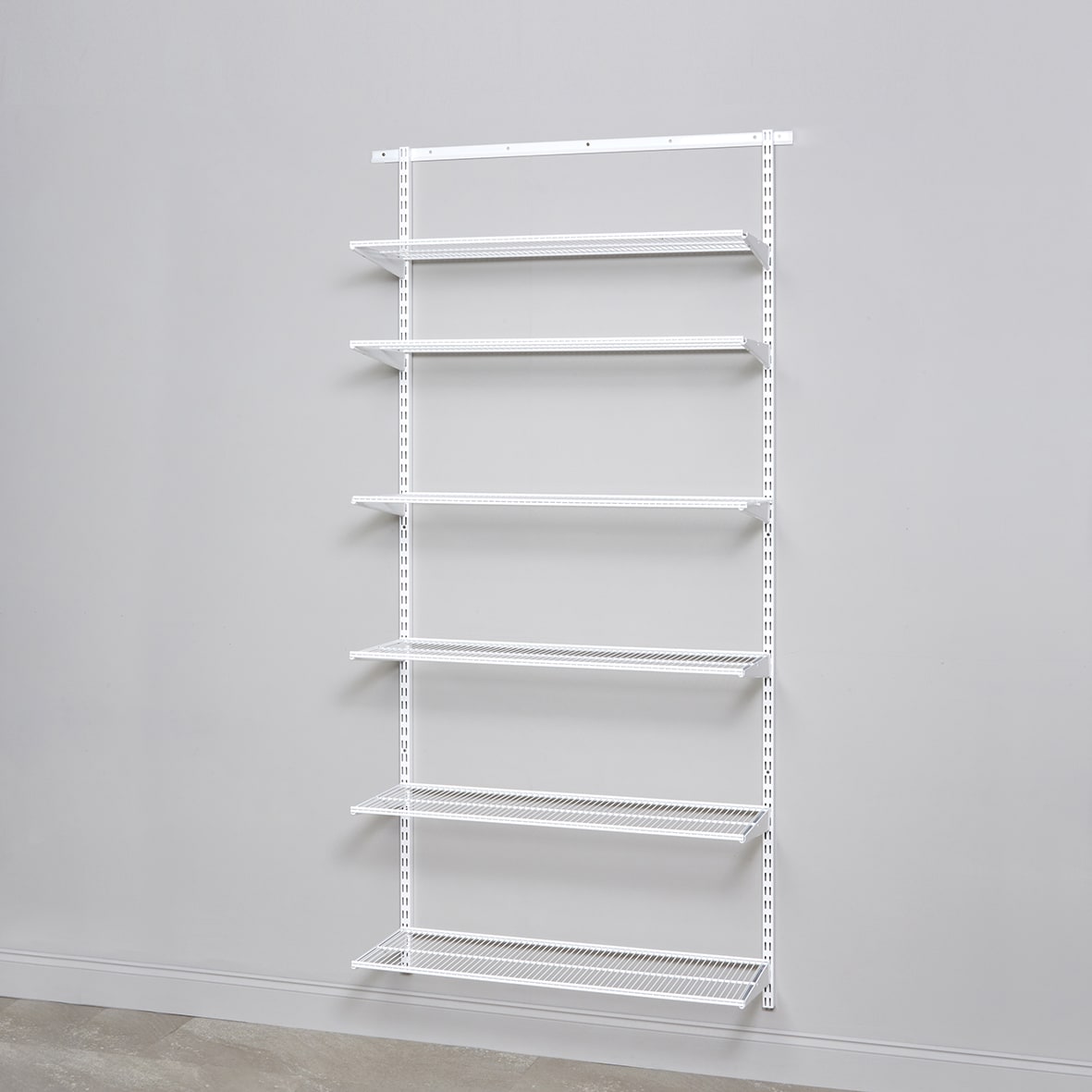 Wardrobe & Storage Starter Kit - 1 Bay, 6 Ventilated Wire Shelf - 936 x 2140 x 320mm - White - view 3