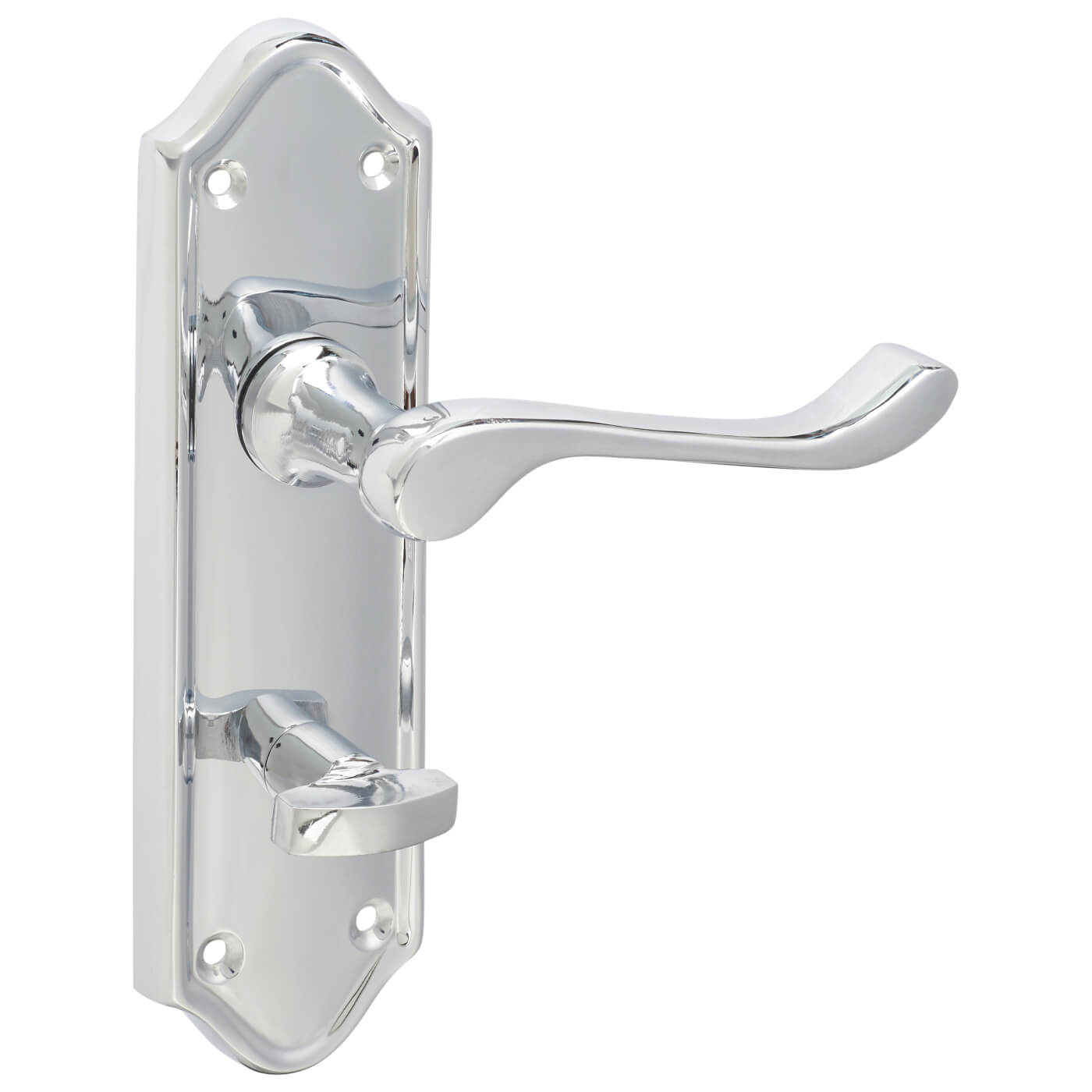 Polished Chrome Scroll Bathroom Door Handles - Ashmead Range - 168 x 46mm - view 5