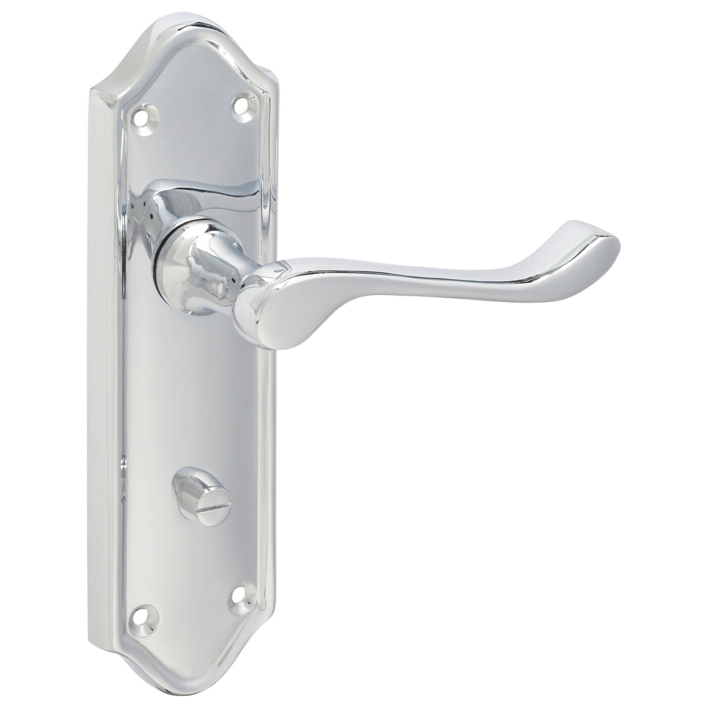 Polished Chrome Scroll Bathroom Door Handles - Ashmead Range - 168 x 46mm - view 6