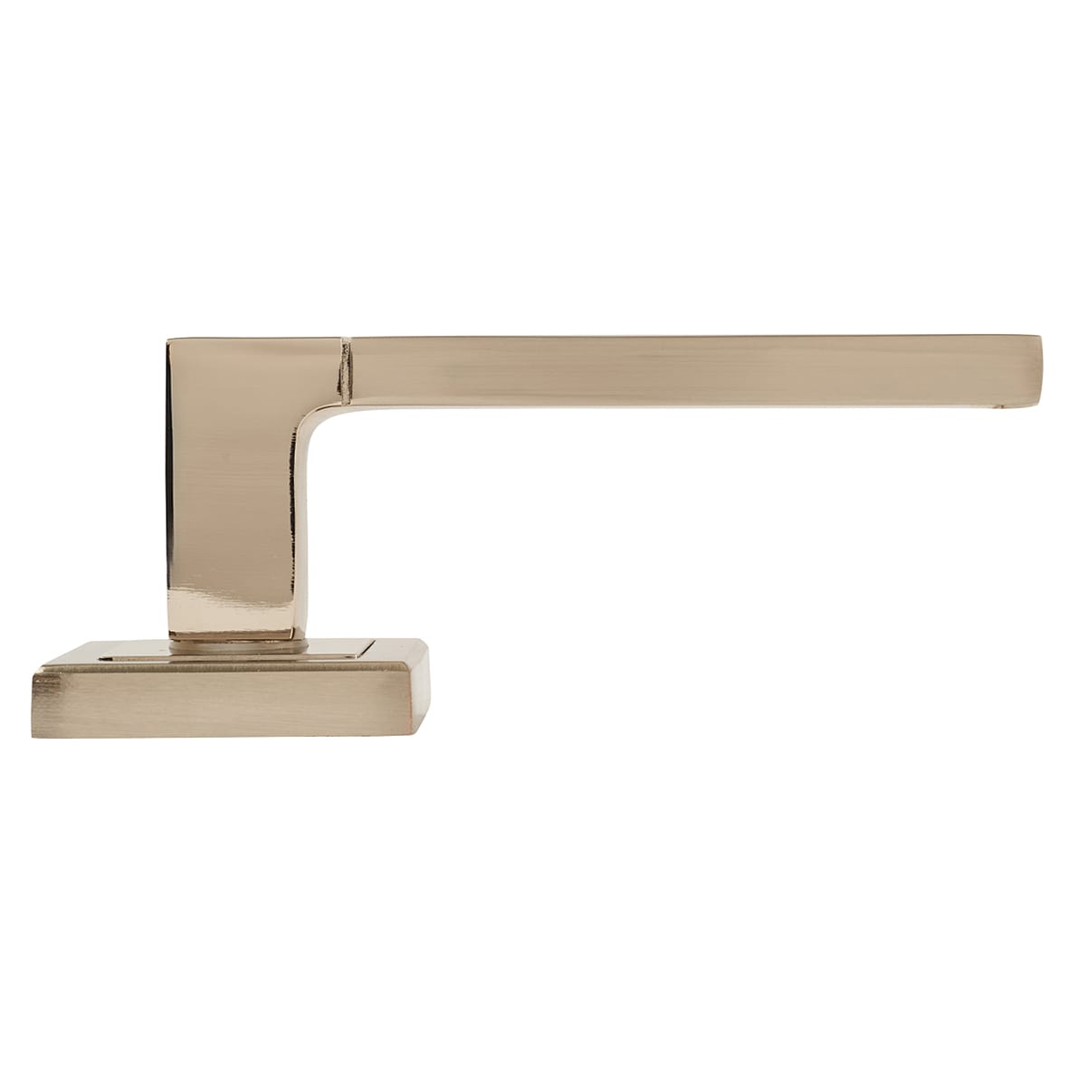 Polished/Satin Nickel Door Handles on Square Rose - Gama Range - view 6