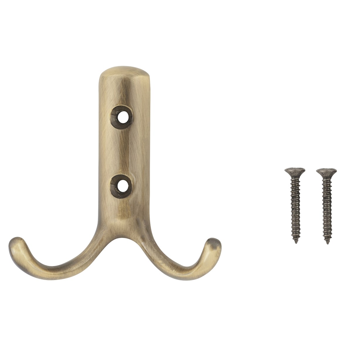 Double Coat Hook - 70 x 56mm - Antique Brass - view 4