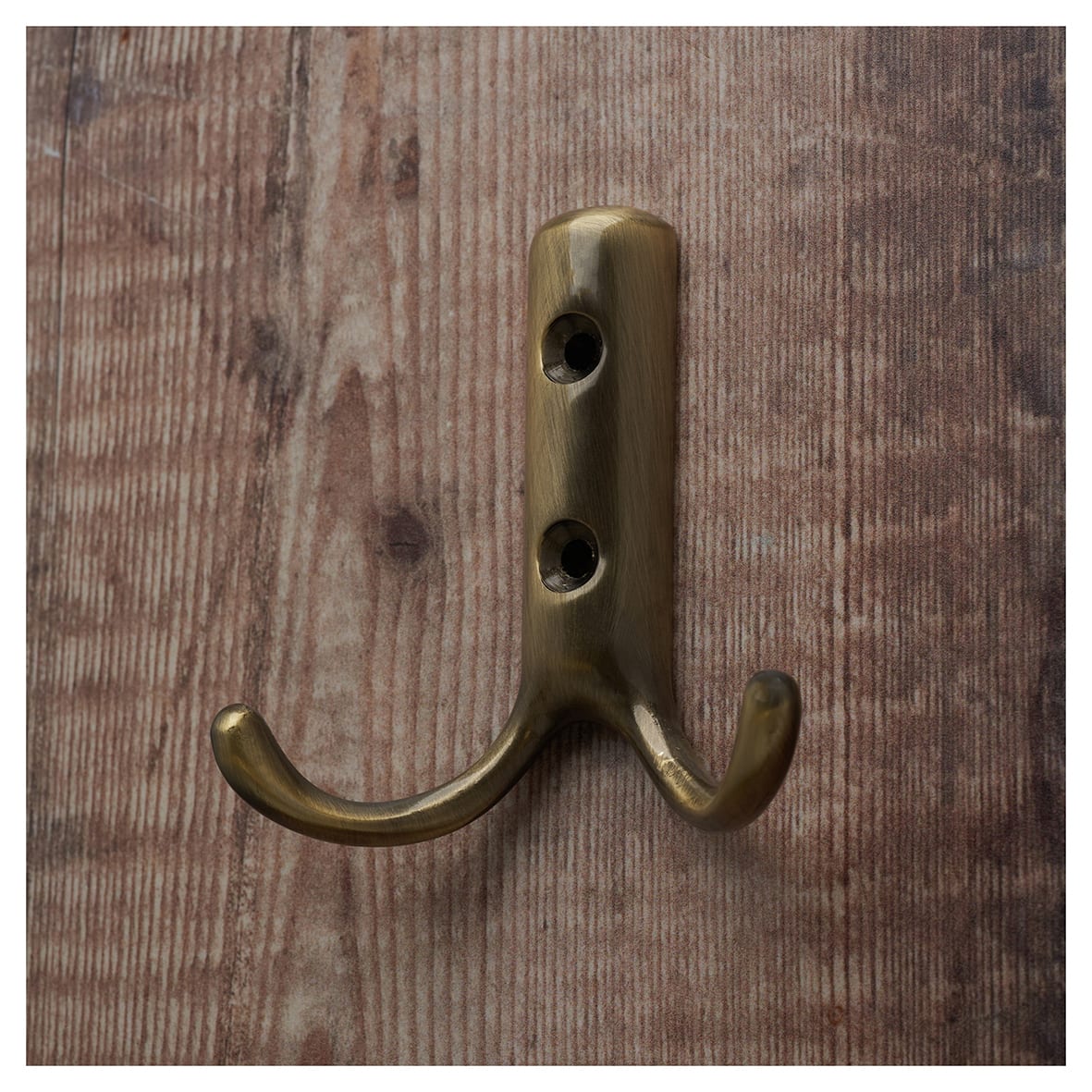Double Coat Hook - 70 x 56mm - Antique Brass - view 5