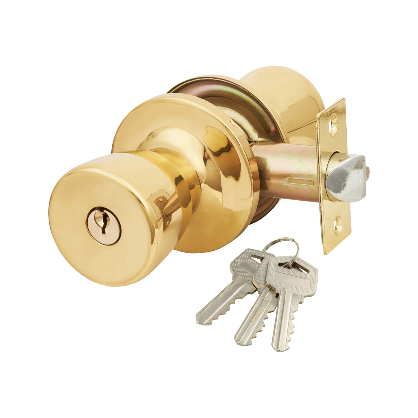 Polished Brass Hotel Entrance Mortice Door Knobset - 65mm Rose Diameter - view 2