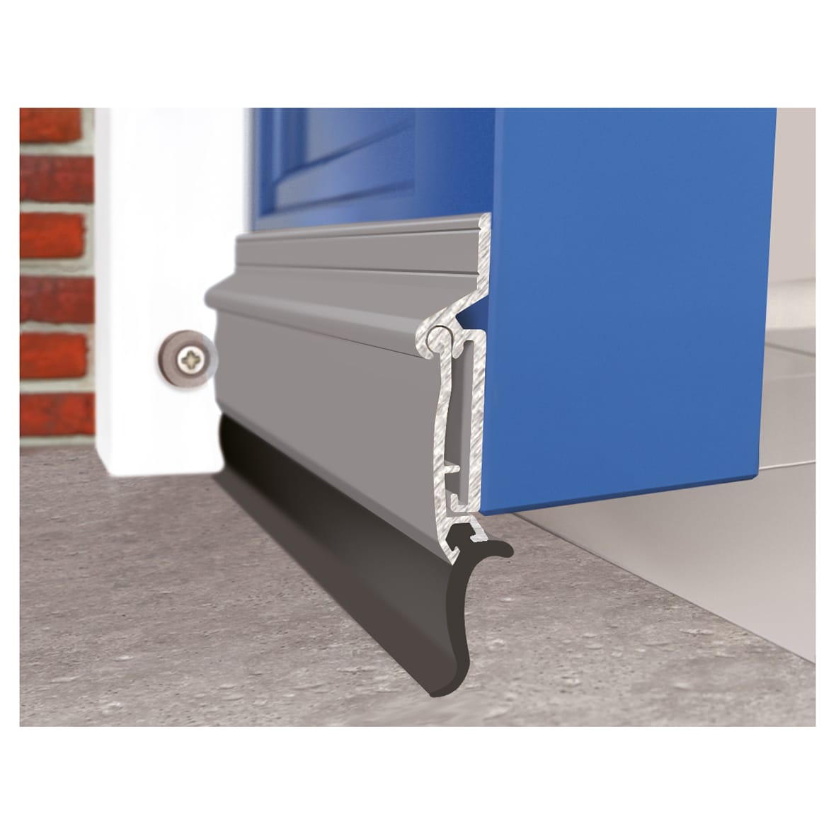 Automatic Rise & Fall Door Draught Excluder - 914mm Length - Inward Opening - Aluminium - view 2