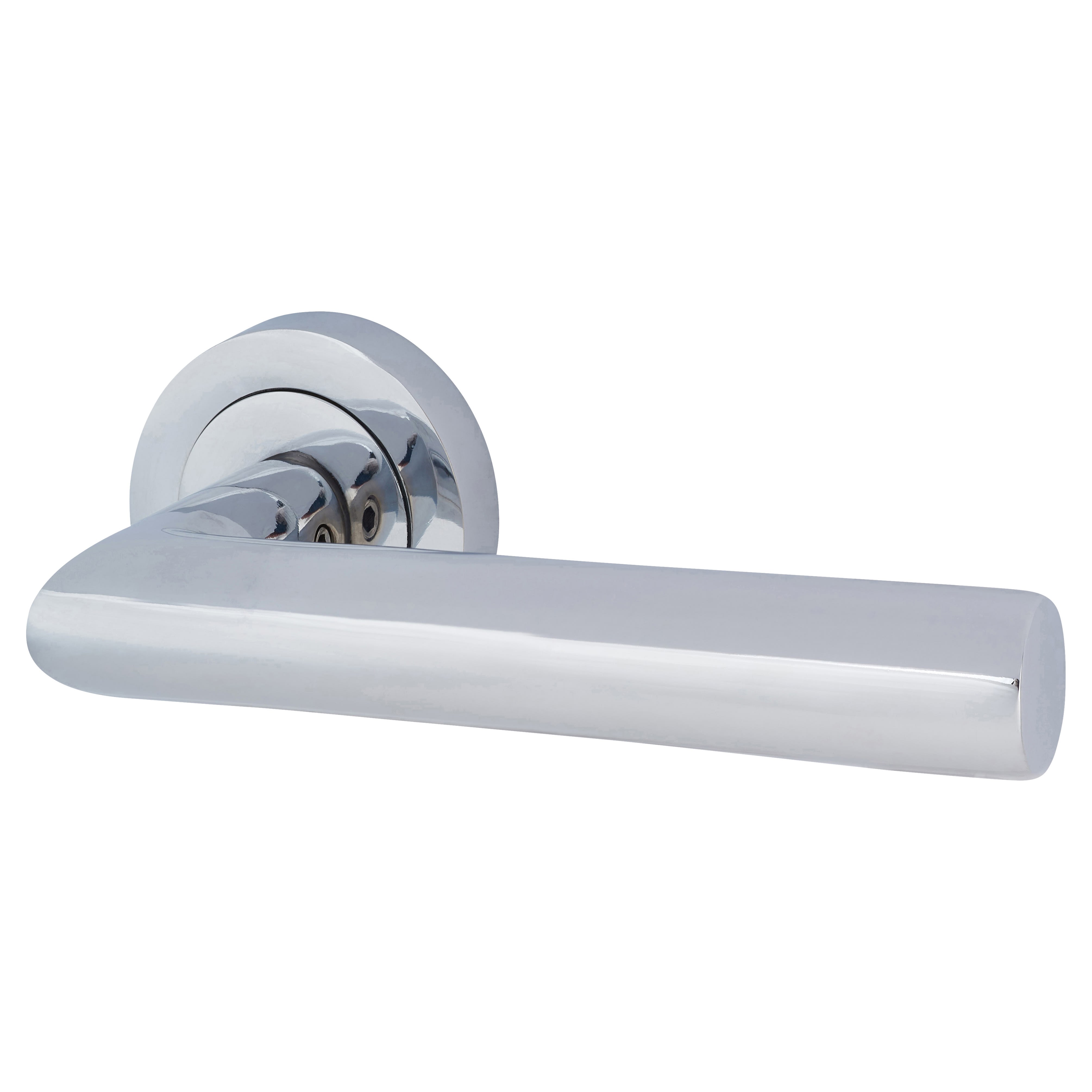 Polished Chrome Latch Door Handles on Rose Pack - Emily Range - view 3