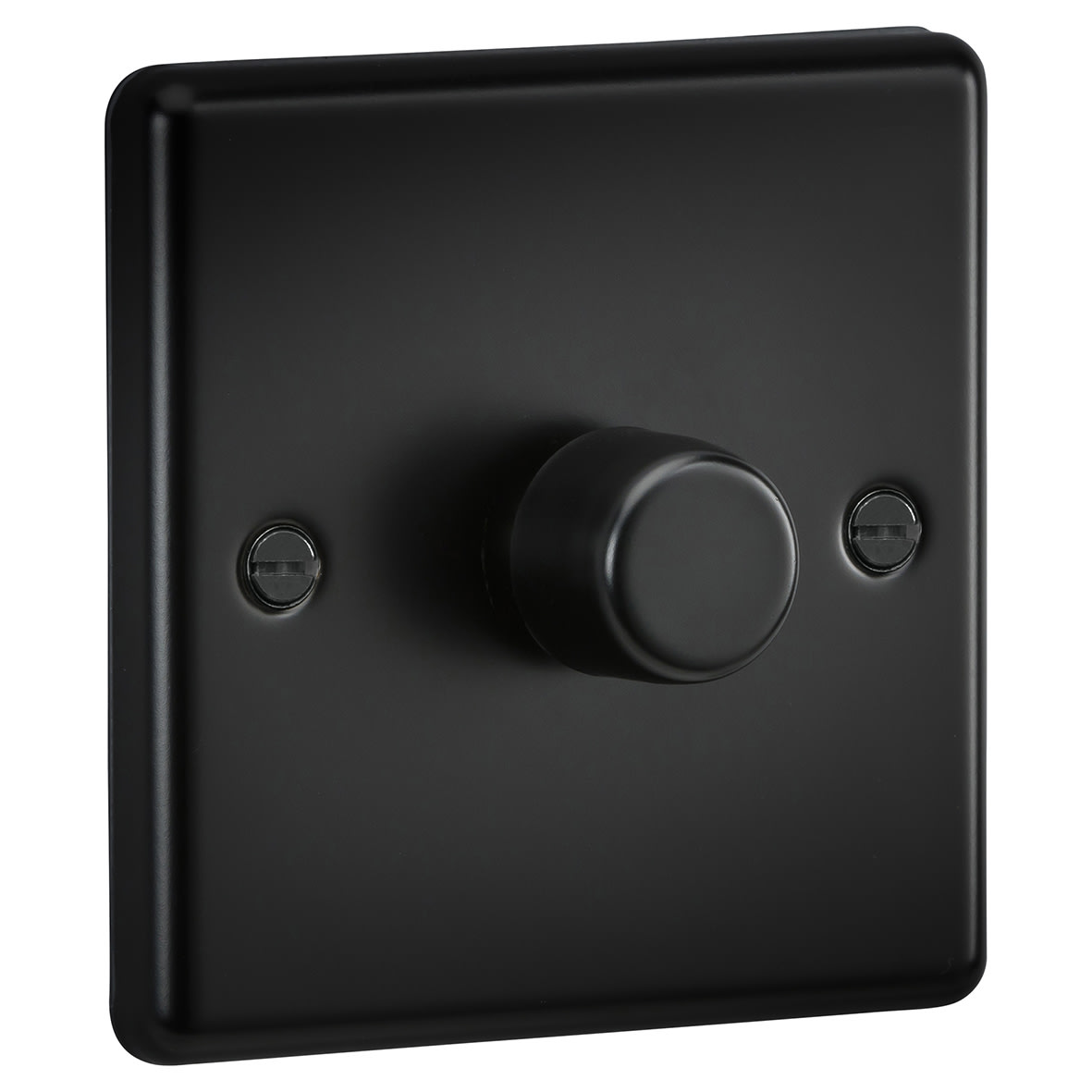 5-150W 1 Gang 2 Way Push On/Off Rotary Rounded Intelligent LED Dimmer - Matt Black - view 2