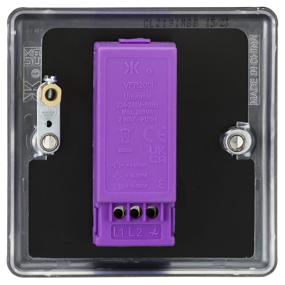 5-150W 1 Gang 2 Way Push On/Off Rotary Rounded Intelligent LED Dimmer - Matt Black - view 4