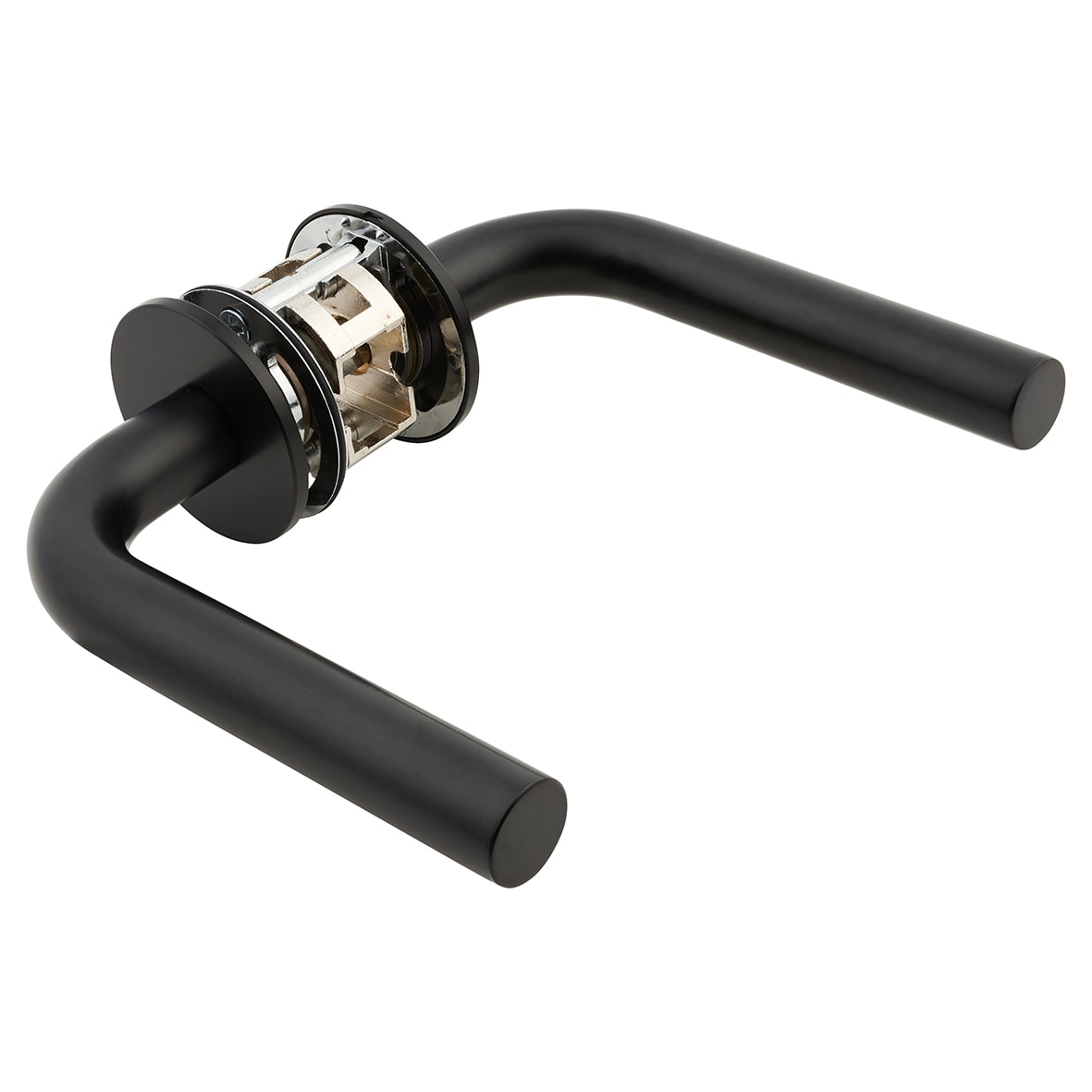 Matt Black Door Handles on Round Slim Rose - Schema Syfte Range - view 4