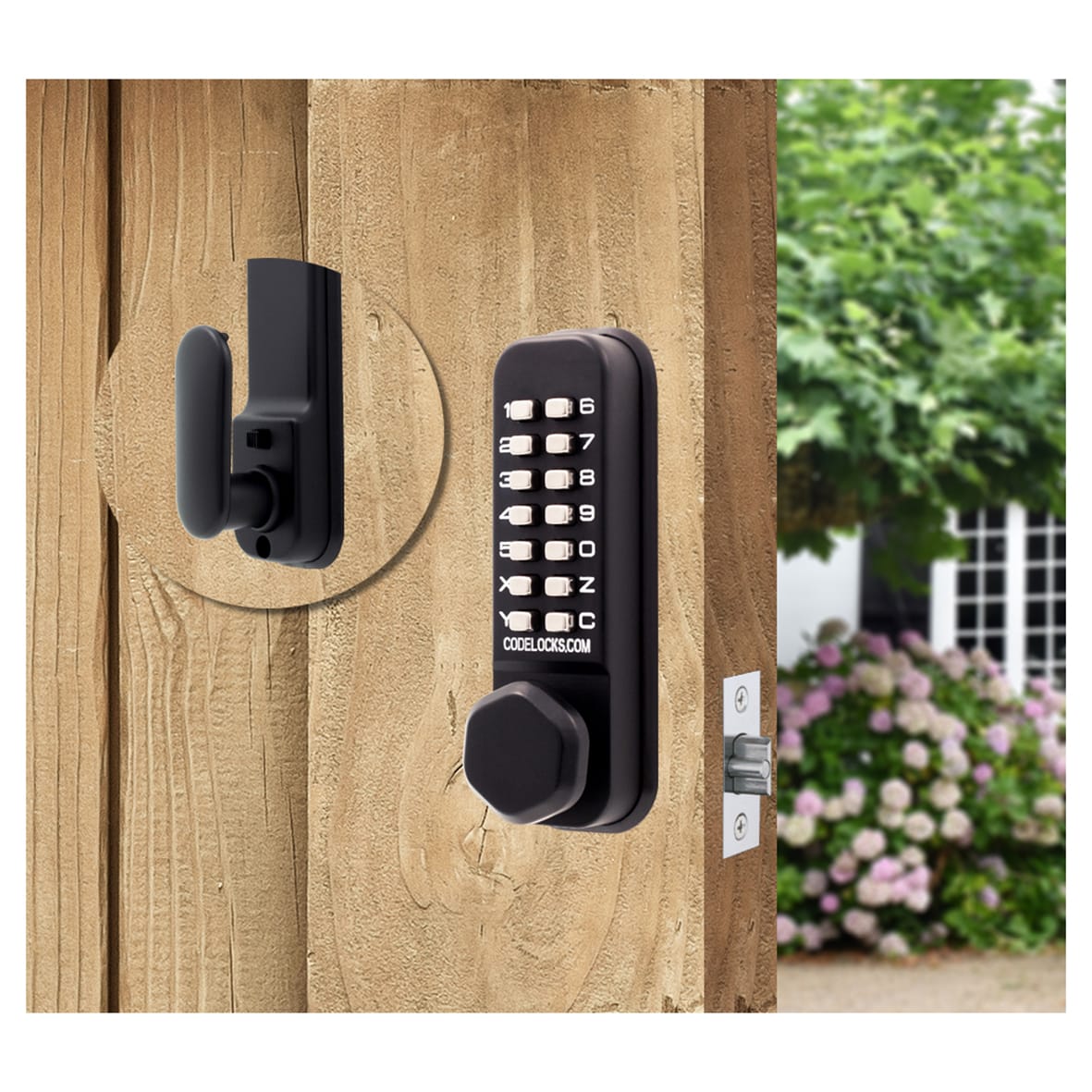 External Marine Grade Push Button Code Lock and Latch - Holdback - Black - view 5