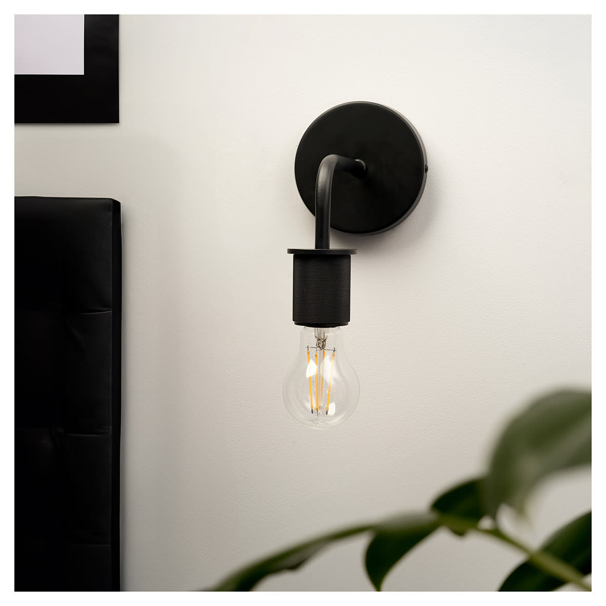 Casa Knurled Indoor Wall Light - Matt Black Fittings - view 2