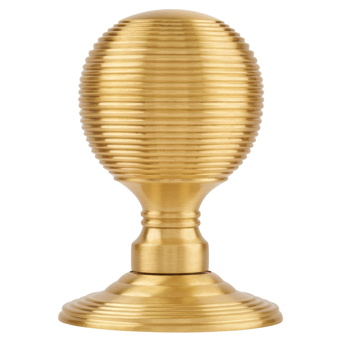 Satin Brass Beehive Mortice Door Knob - 60mm Rose Diameter - view 2