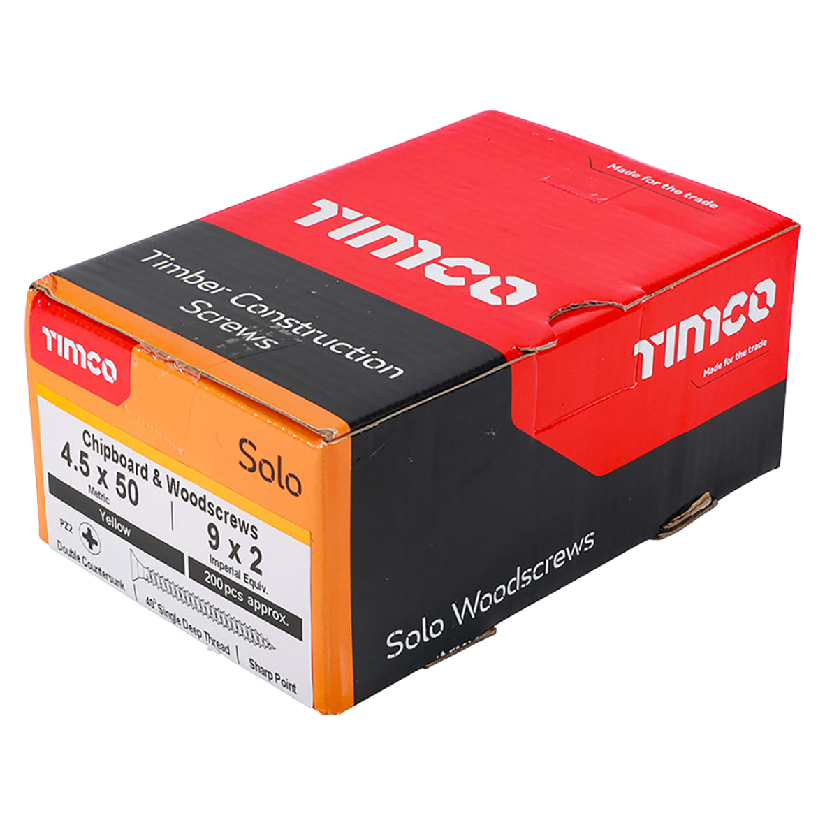 Solo Chippy Pozi Countersunk Wood Screws - 4.5 x 50mm - Yellow Zinc - Pack of 200 - view 4