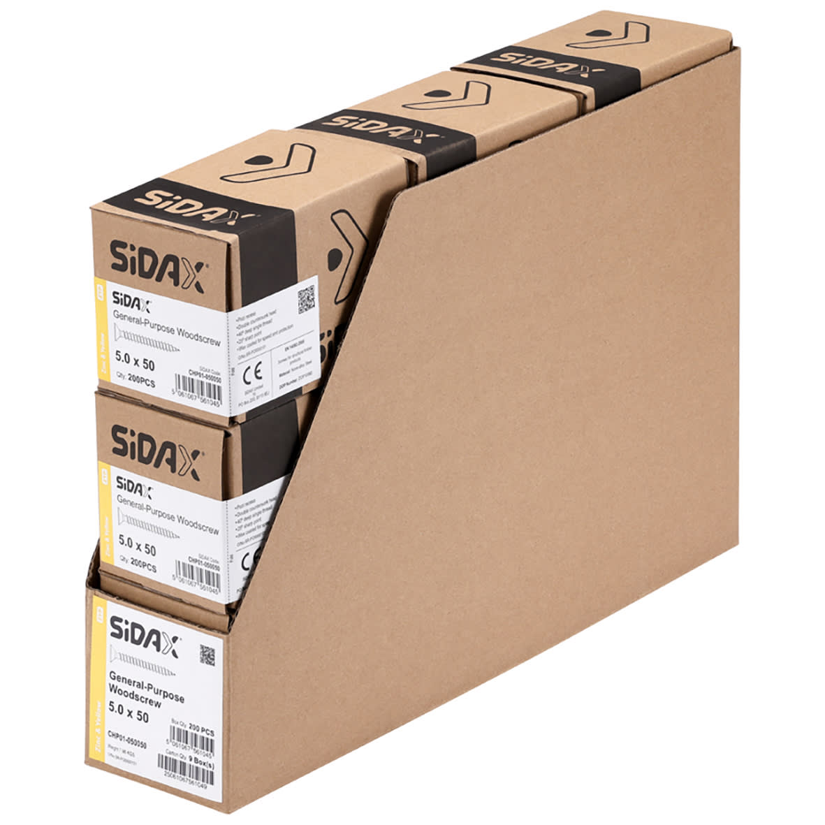 General Purpose Pozi Countersunk Chipboard Wood Screws - 5.0 x 50mm - Yellow Zinc - Pk of 200 - view 3
