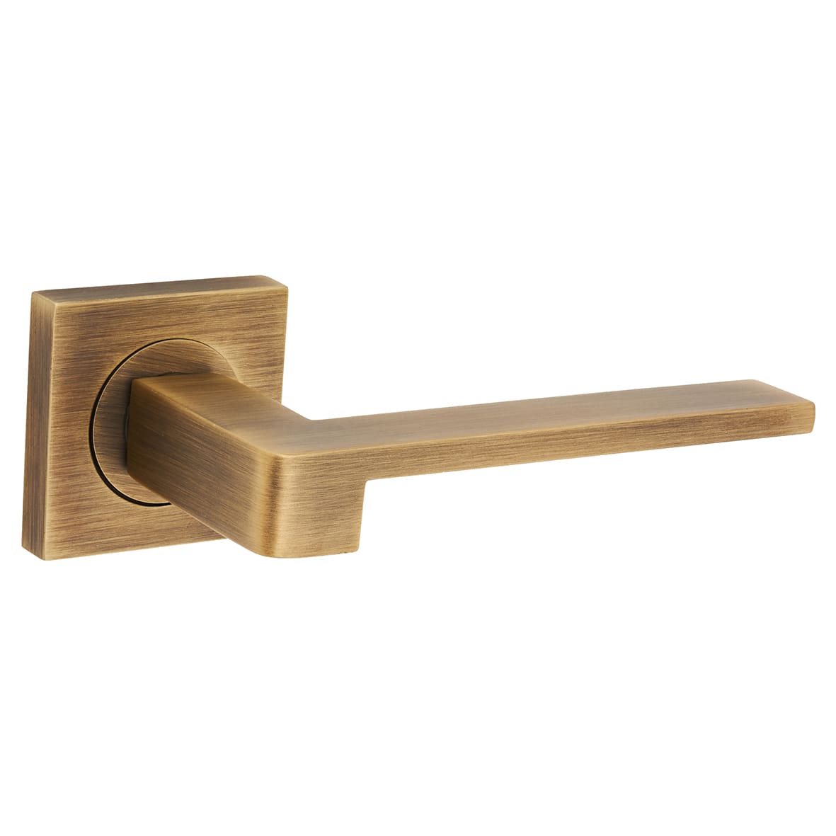 Brass Antique Brass Door Handles on Square Rose - Equi Range - view 2