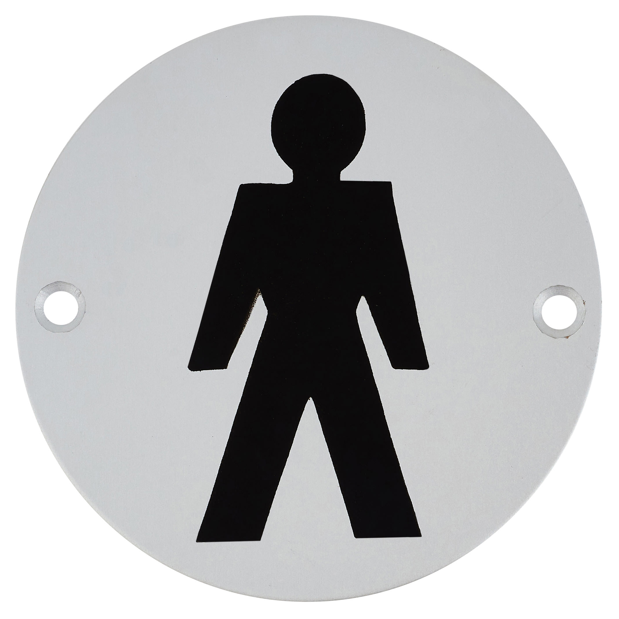 Mens Toilet Door Sign - 75mm Diameter - Satin Aluminium - view 2