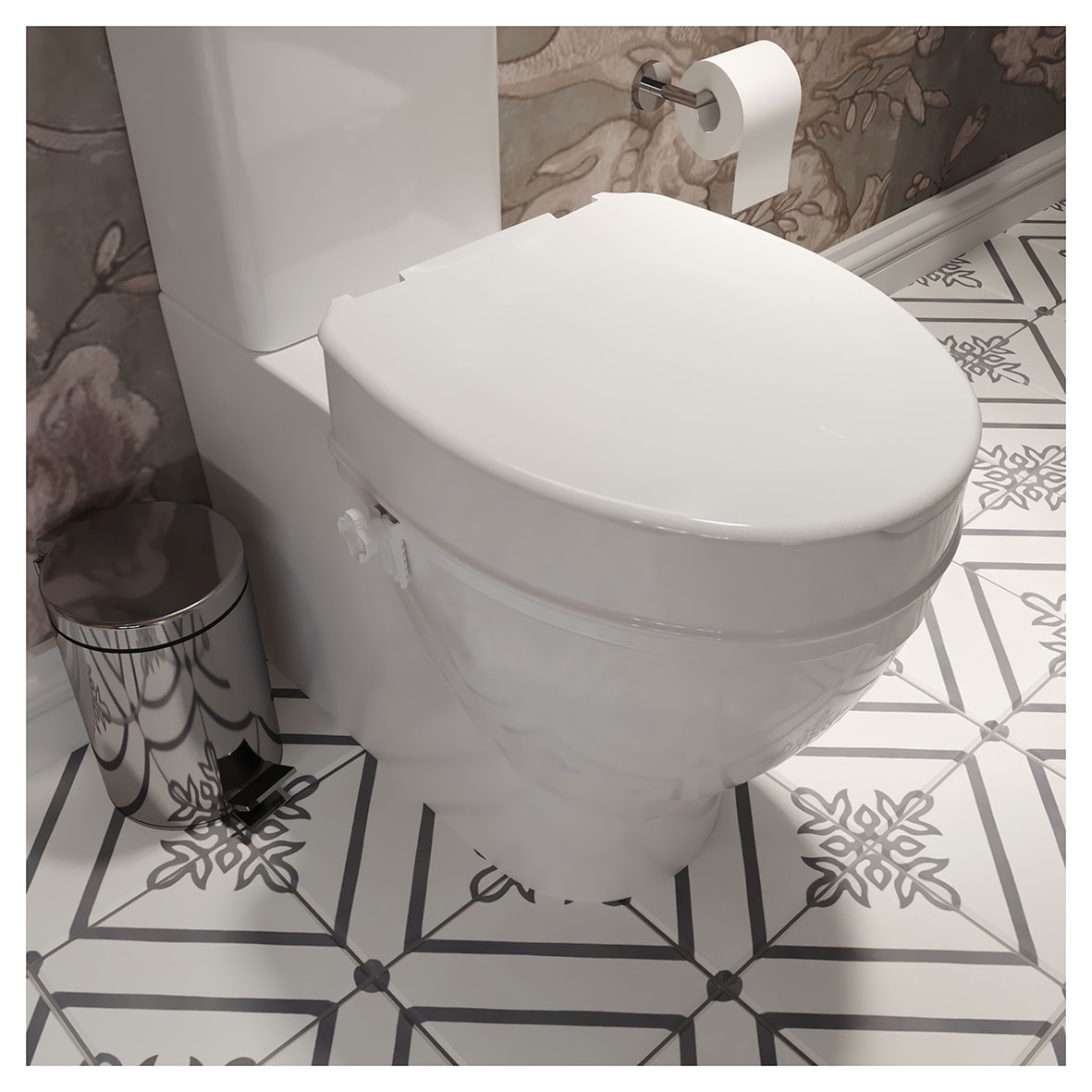 Carragh Standard Close Raised Toilet Seat with Lid - White - view 4