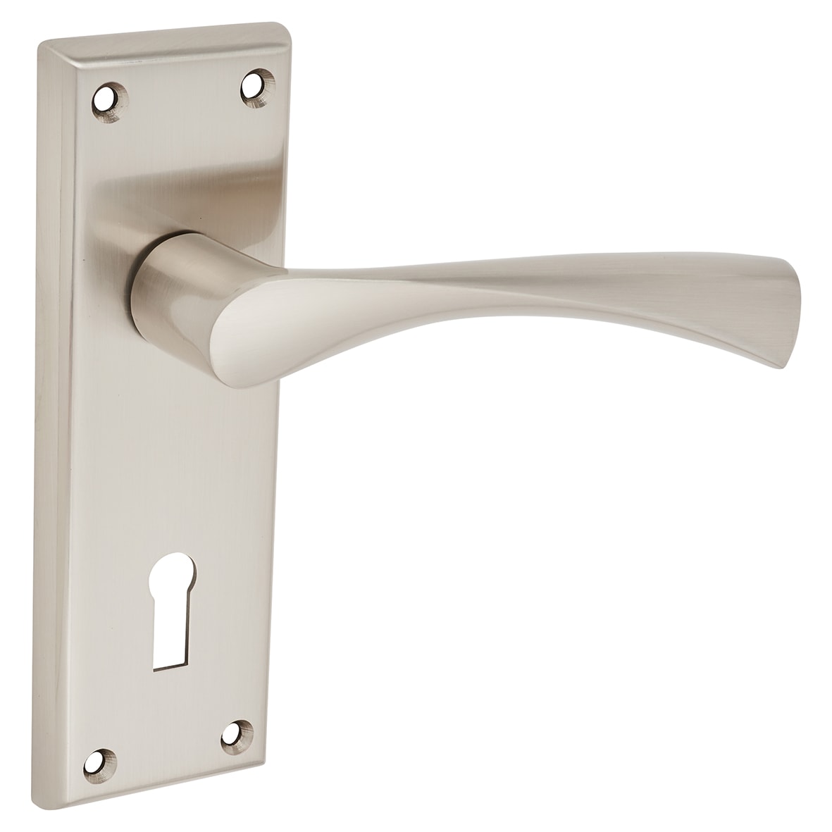 Brass Satin Nickel Keyhole Lock Door Handles - Venti Range - 150 x 50mm - view 2