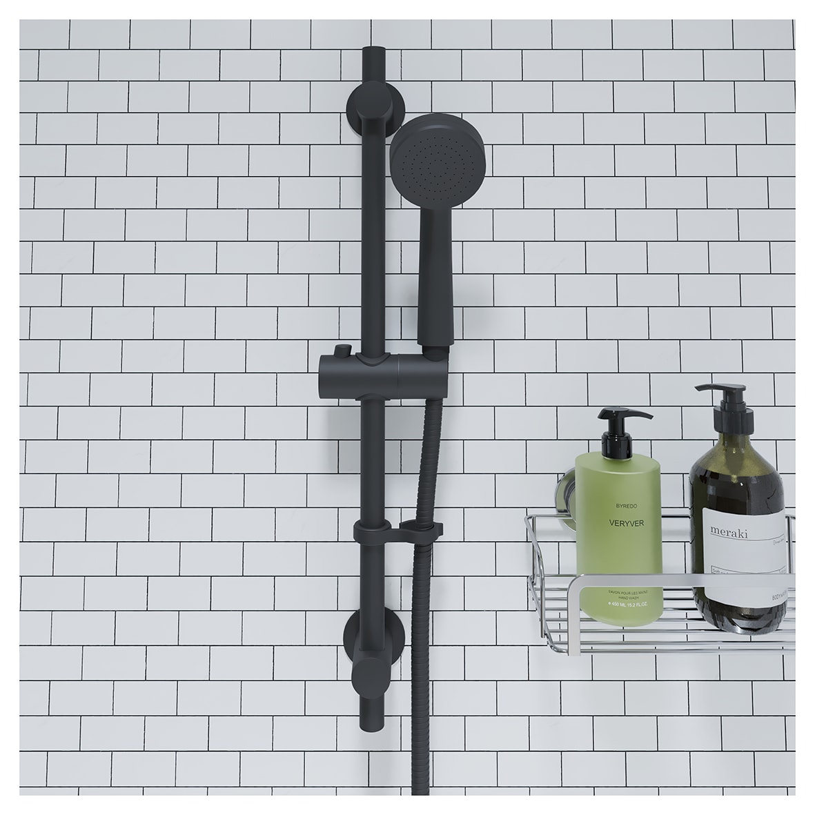 Presion Single Spray Shower Kit - Matt Black - view 4