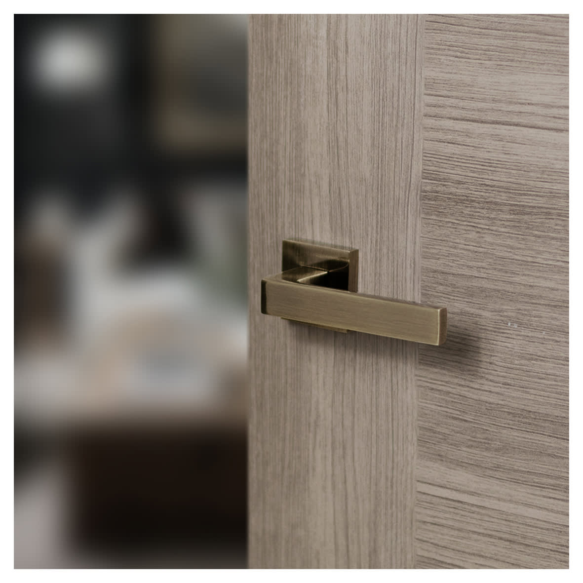 Status Montana Door Handle on Square Rose - Antique Brass - view 2