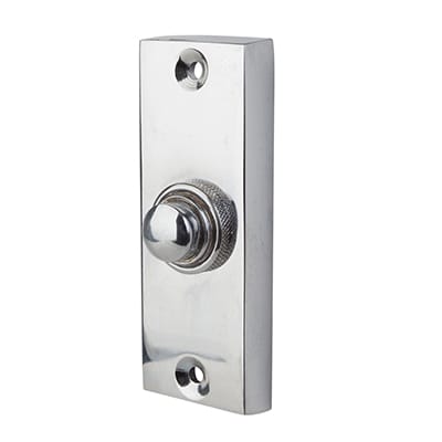 Polished Chrome Rectangular Plain Edge Period Bell Push - 80 x 30mm - view 2