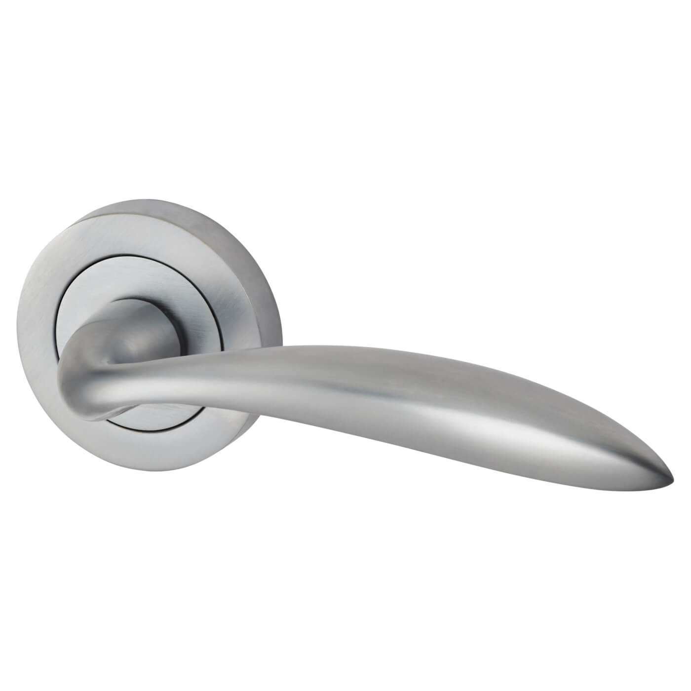 Satin Chrome Bathroom Lock Door Handles on Rose Pack - Morgan Range - view 3