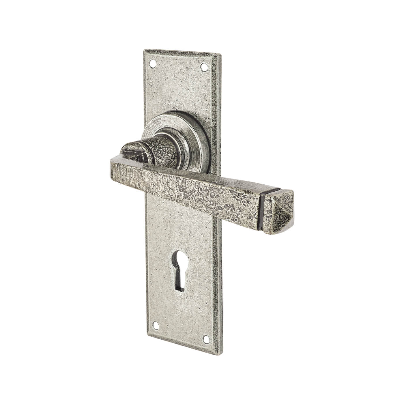 Pewter Keyhole Lock Door Handles - York Range - 152 x 48mm - view 2