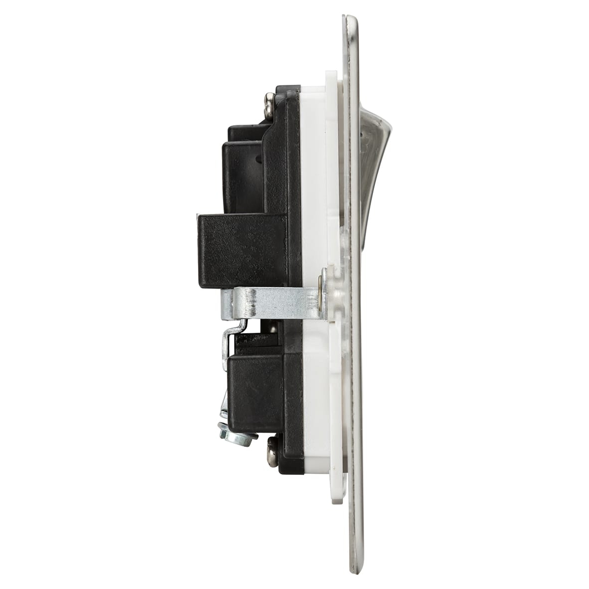 13A 2 Gang DP Switched Socket with Twin Earths - Brushed Chrome with White Insert - view 3
