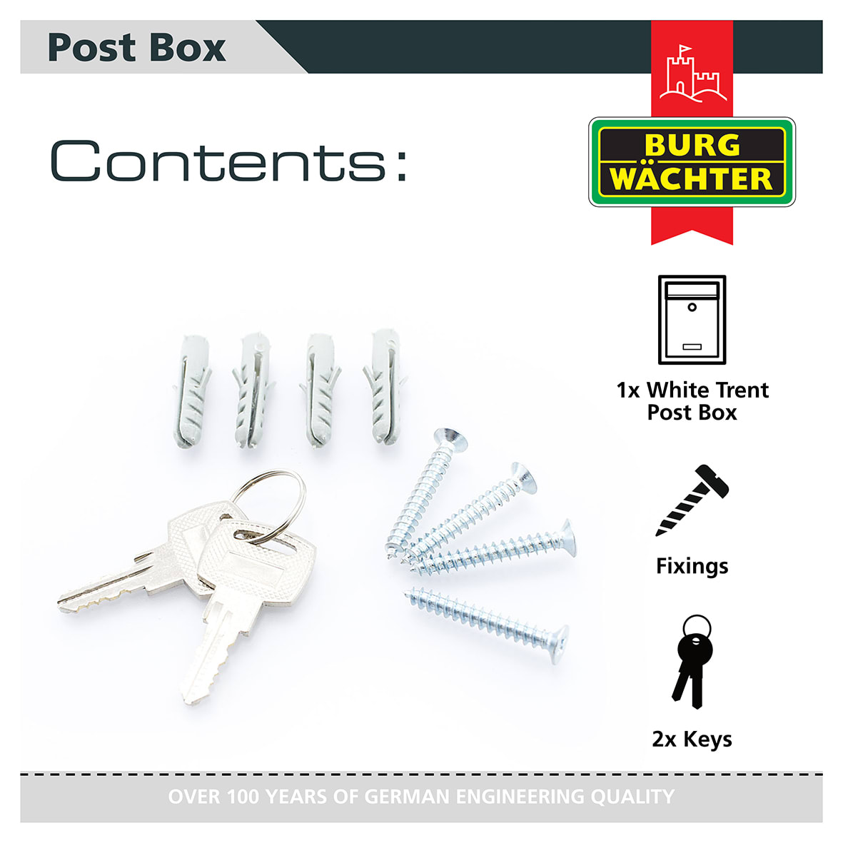 Trent Mailbox - 260 x 340 x 88mm - White - view 5