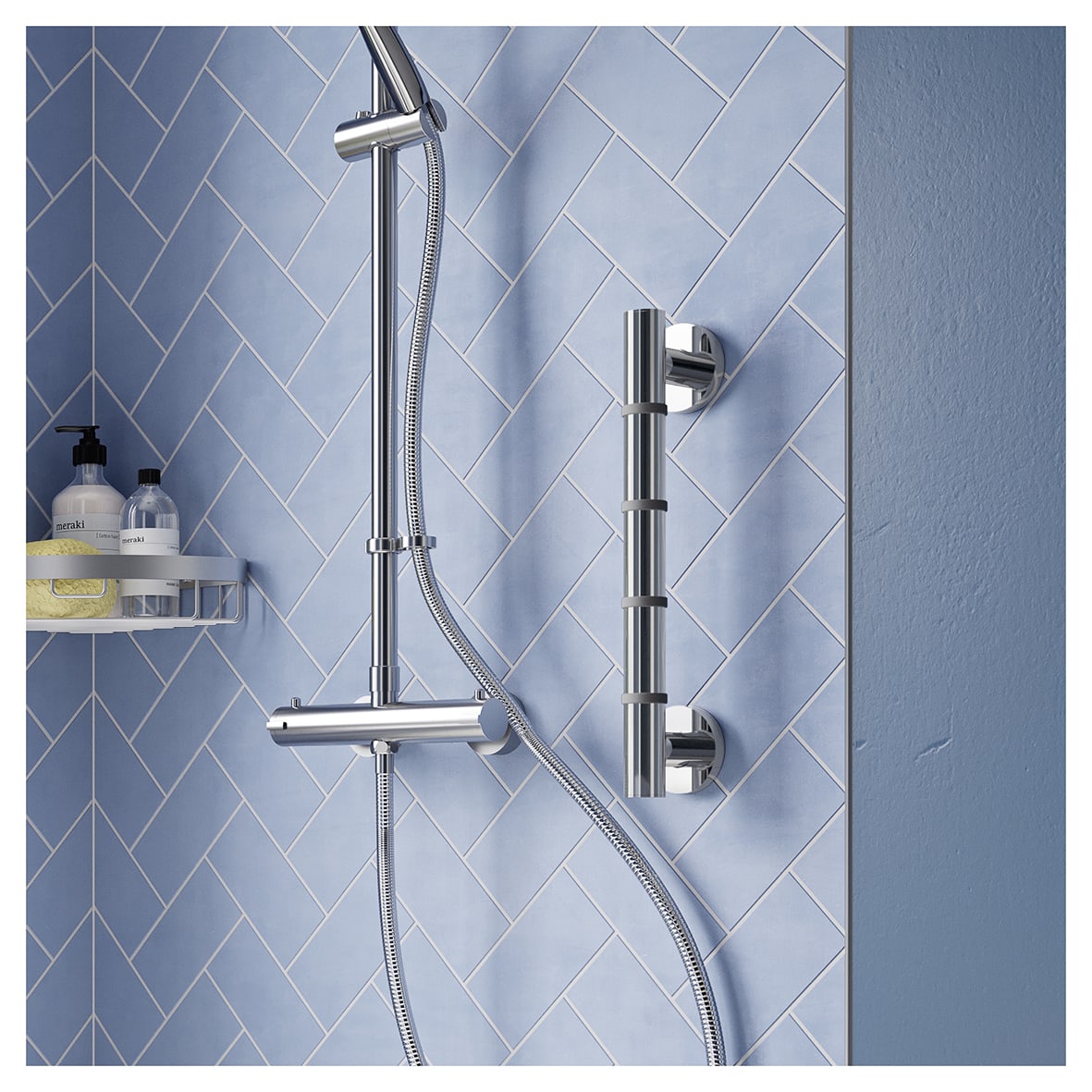 32mm Grab 'n' Grip Non Slip Grab Rail - 380mm Length - Polished Chrome - view 6