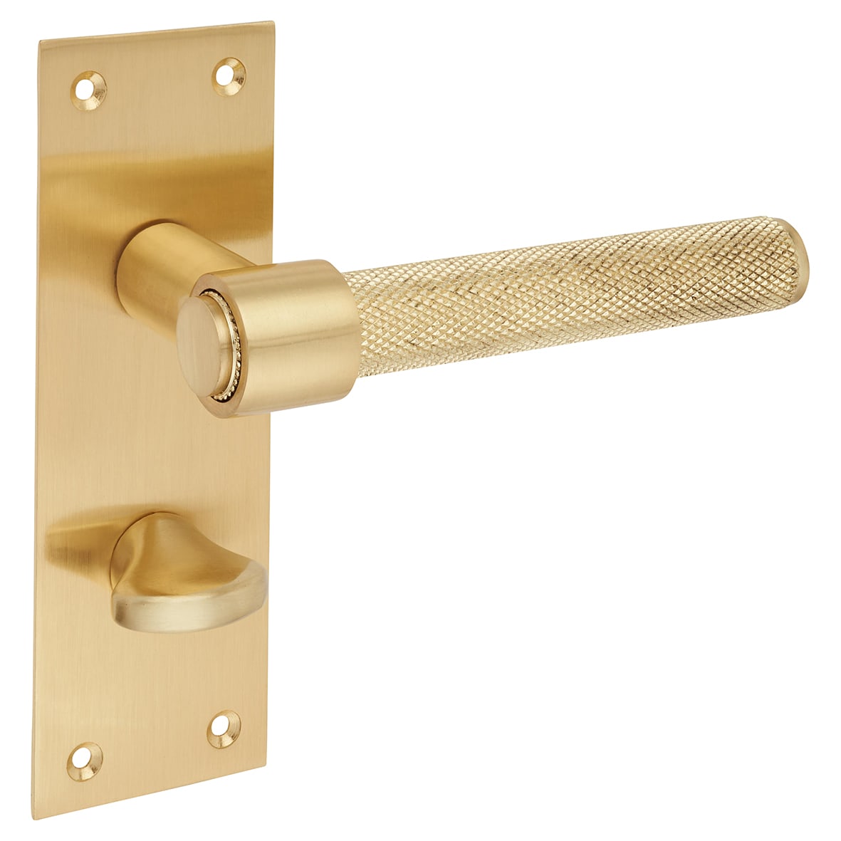 Satin Brass Knurled Bathroom Door Handles - Loxley Range - 150 x 50mm - view 4