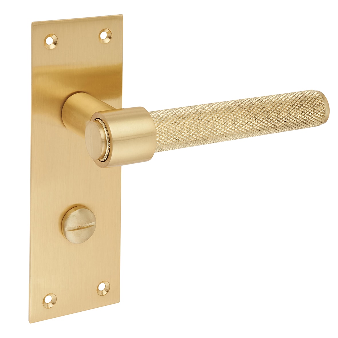 Satin Brass Knurled Bathroom Door Handles - Loxley Range - 150 x 50mm - view 5