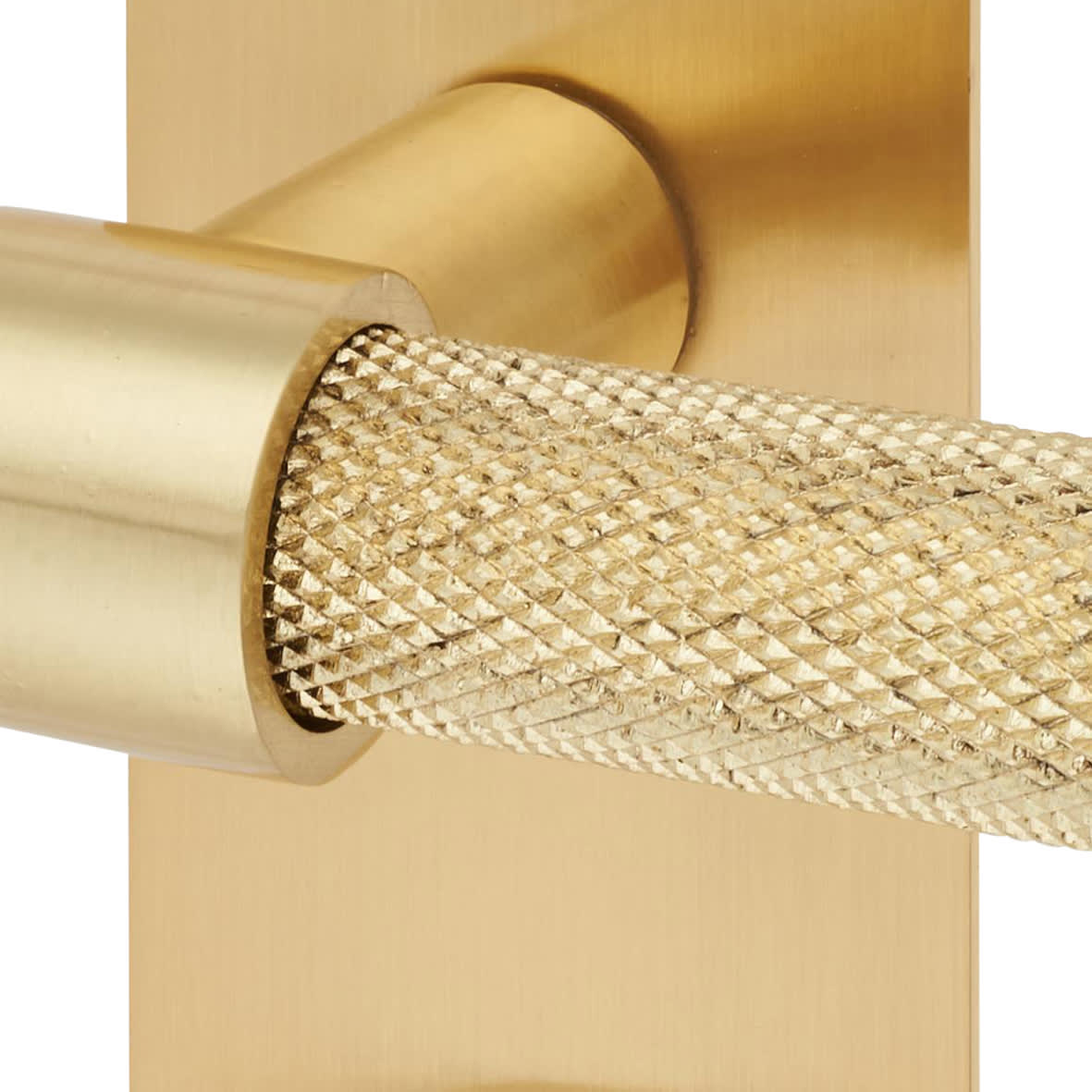Satin Brass Knurled Bathroom Door Handles - Loxley Range - 150 x 50mm - view 6